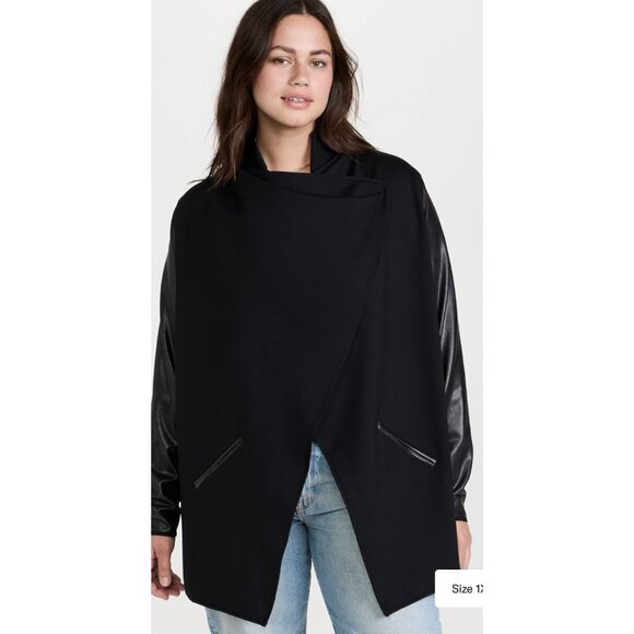 NEW Spanx Faux Leather Convertible Jacket Black Sz M $178 [jb] - Picture 1 of 14